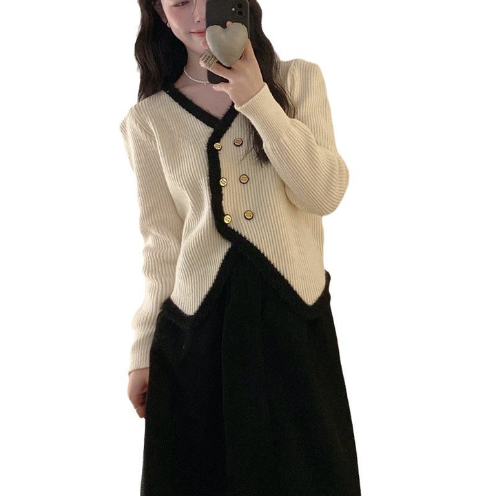 Kvinnelig elegant cardigan med kontrasterende kant og knappedetaljer Skjora