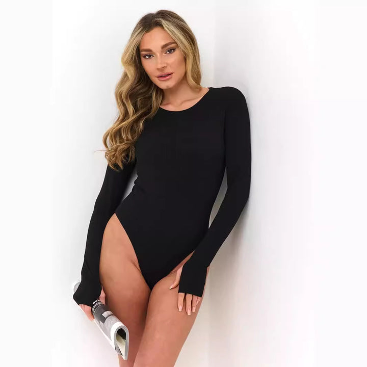 Dame Langermet Body med elegant ribbedesign og tettsittende snitt Skjora