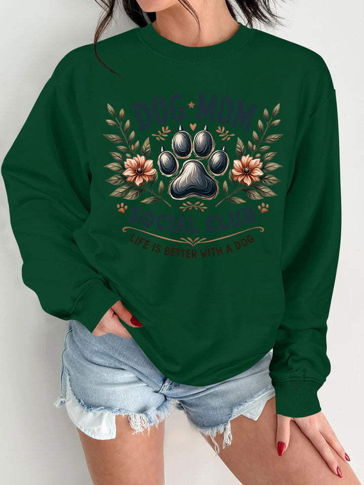 Kvinne sweatshirt med trendy hundemotiv og forbedret trykk Skjora