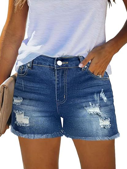 Dame Zdestroyed denimshorts med fransede kanter og avslappet snitt Skjora