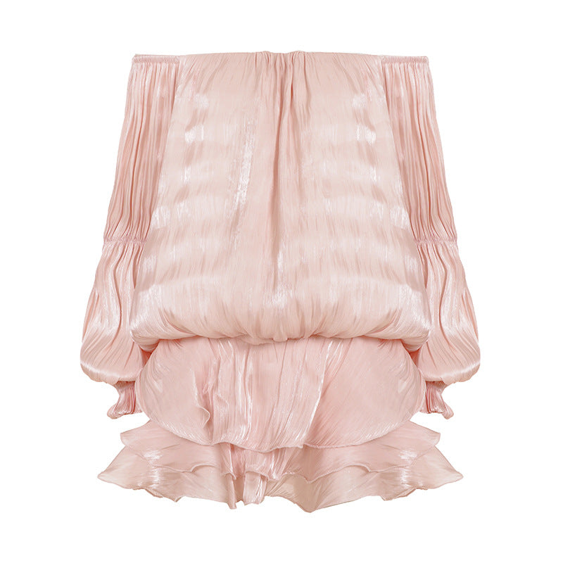 Dame luftig Off-Shoulder Kjole med Volangskjæring Skjora