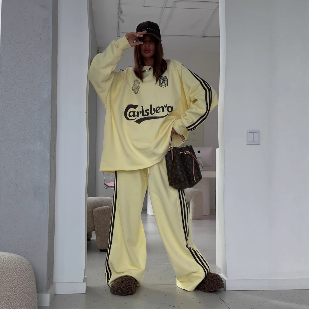 Kvinne casual joggedress med vid design og fargede detaljer Skjora