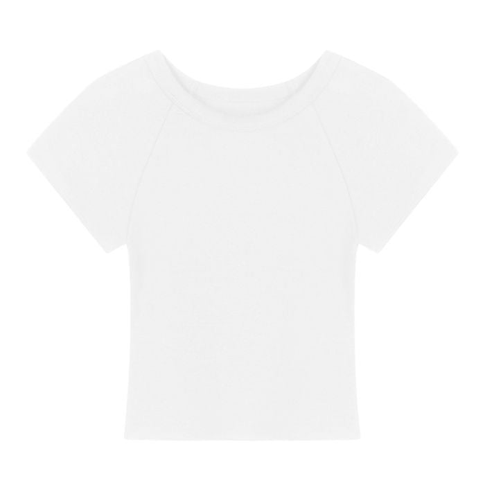 Dame Cropped T-skjorte med moteriktig rund hals og uformelt design