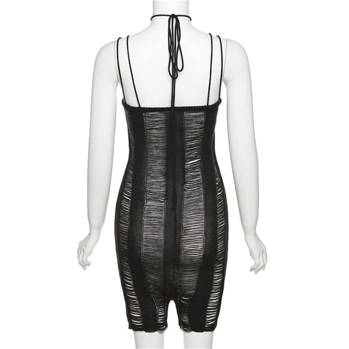 Dame Bodycon overall med ripslook og elegante stropper Skjora