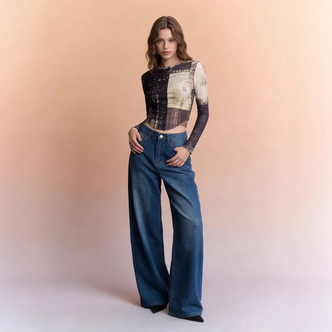 Damer Løst skjærte høyhalsjeans med raffinert midjeform Skjora