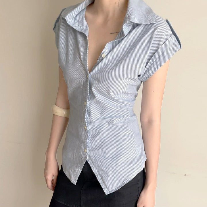 Damer elegant bluse med moderne striper Skjora