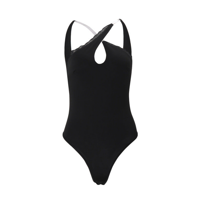 Damer Moderne jumpsuit med asymmetrisk snitt og spissdekorasjoner Skjora