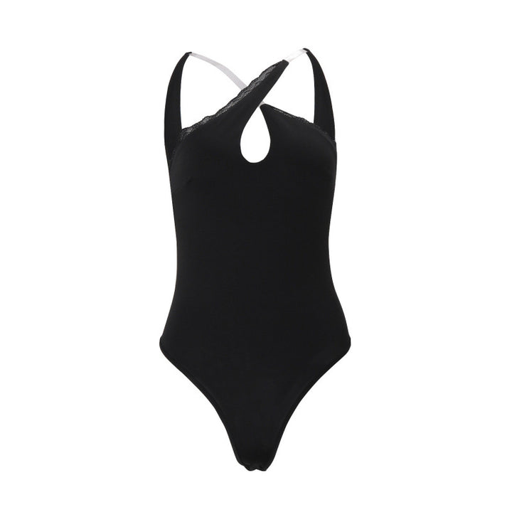 Damer Moderne jumpsuit med asymmetrisk snitt og spissdekorasjoner Skjora