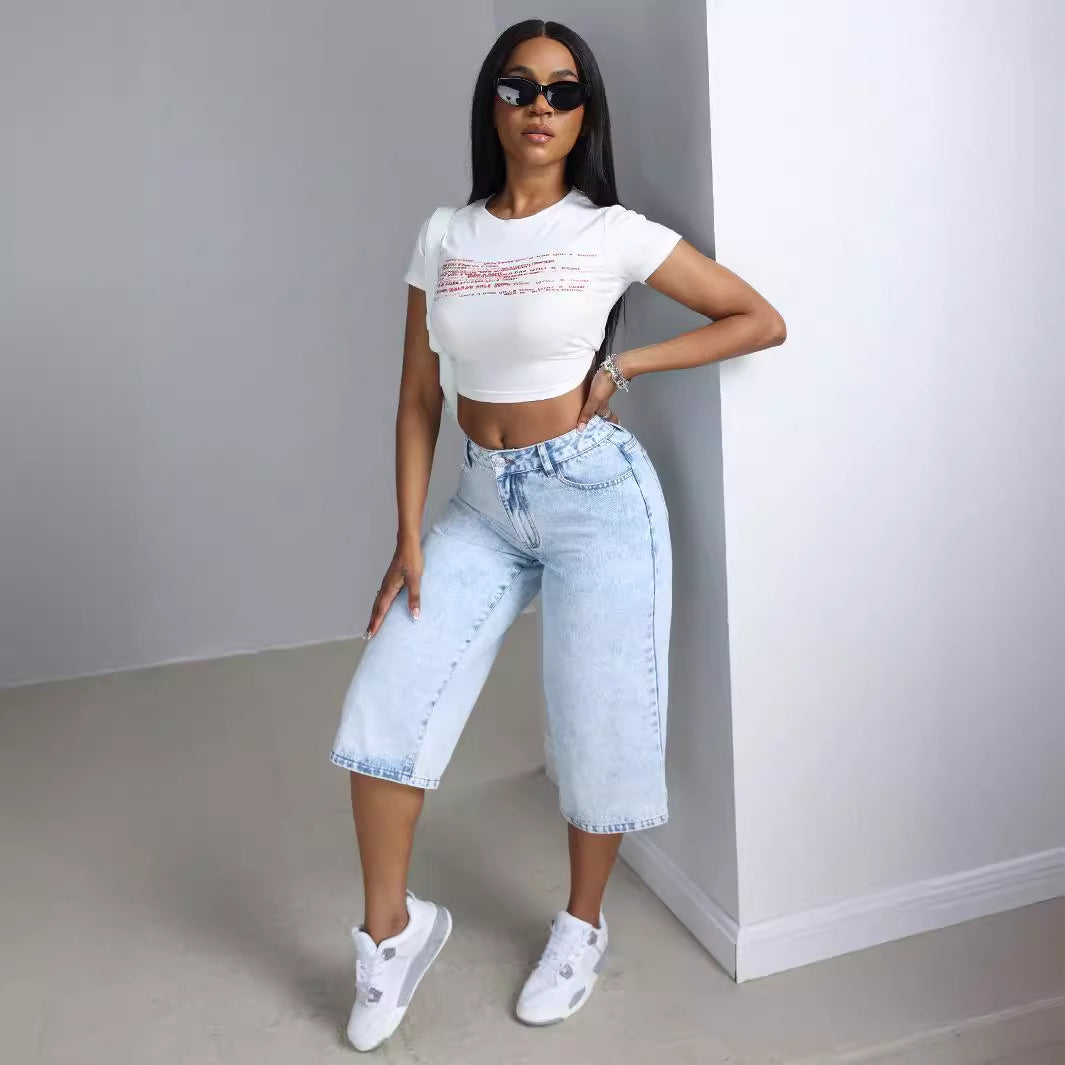 Kvinners komfortable culotte jeans Skjora