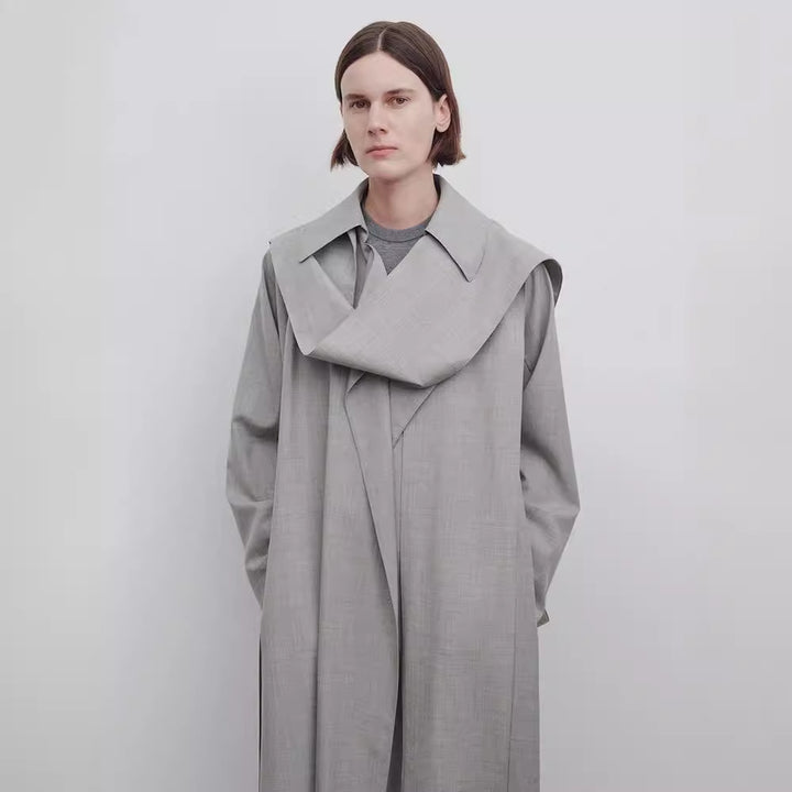 Dame Lang Oversize-Trenchcoat med bred krage Skjora