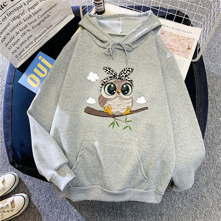 Damen Kapuzenpullover mit süßem Eulenmotiv Skjora