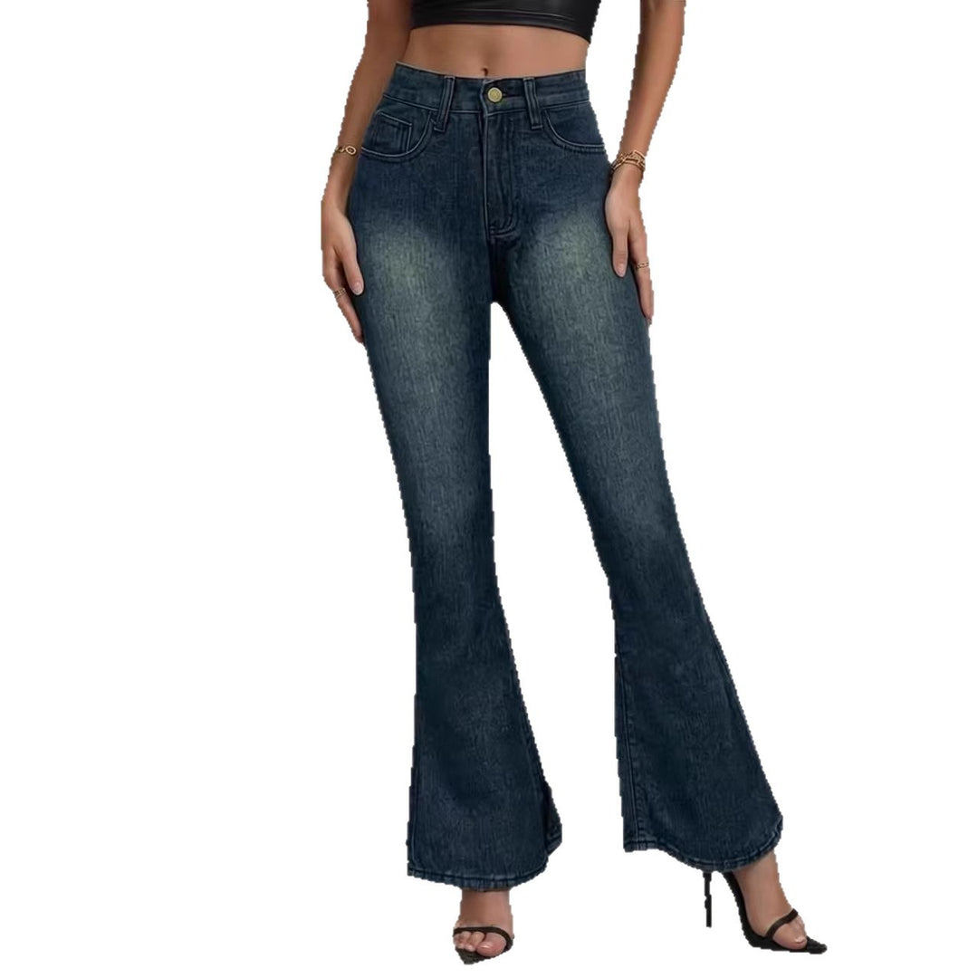 Dame Flared Jeans med høy midje og unikt strukturdesign Skjora
