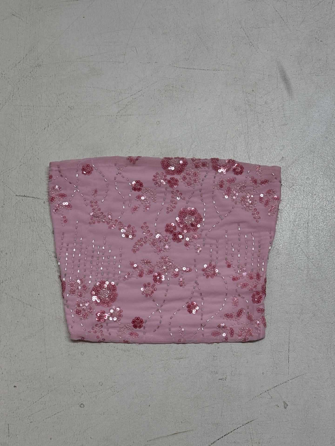 Damer elegant Crop-Top med blomsterbroderi og paljetter Skjora