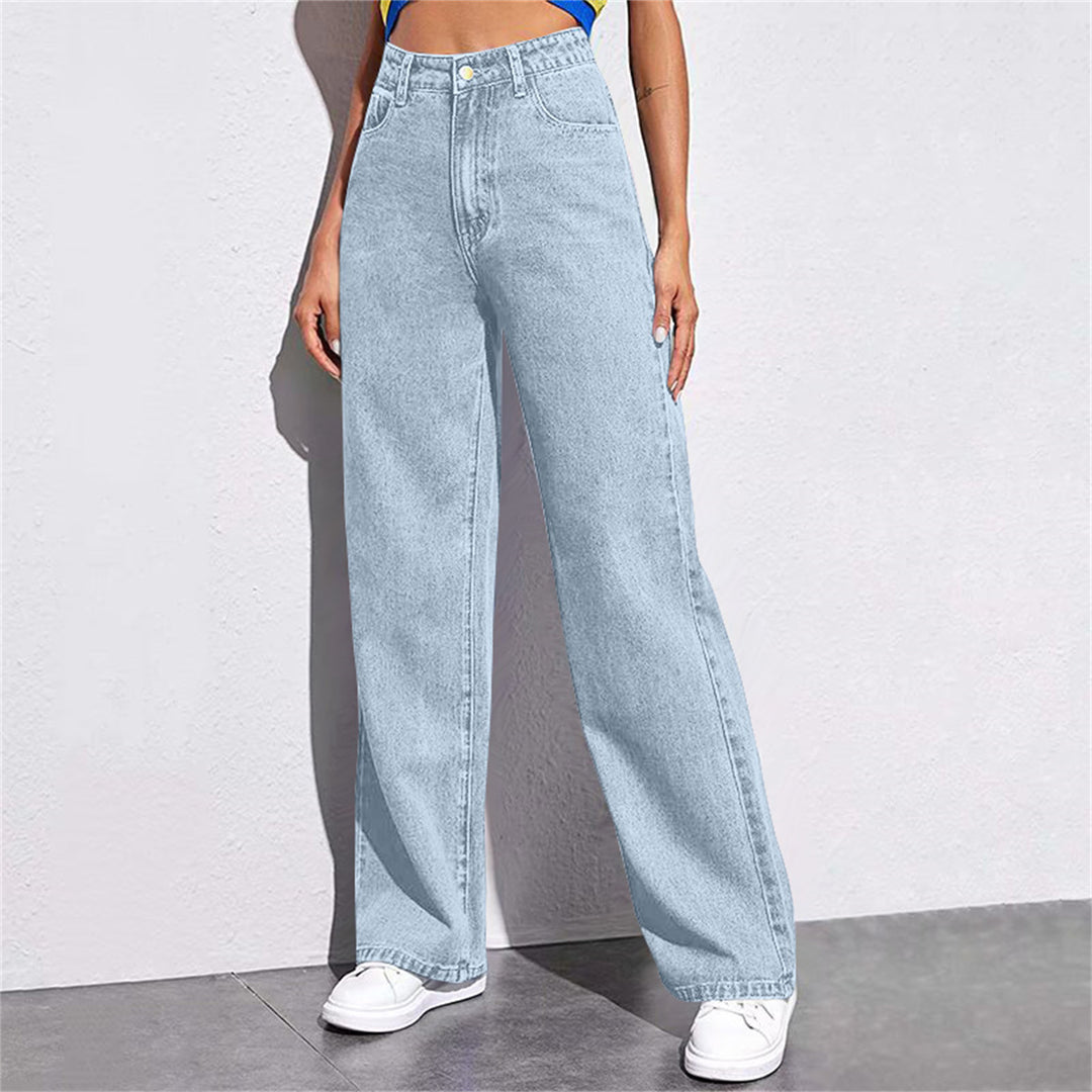 Dame Bredde Høy midje Jeans i en avslappet snitt med elegante detaljer Skjora