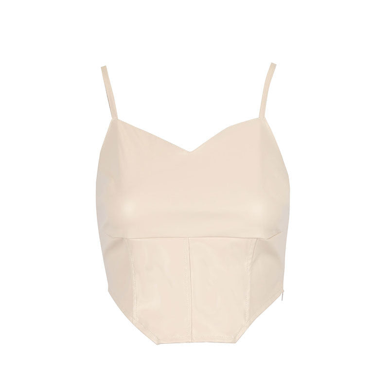 Dame Cropped Top med elegant V-utskjæring og figurnær passform Skjora