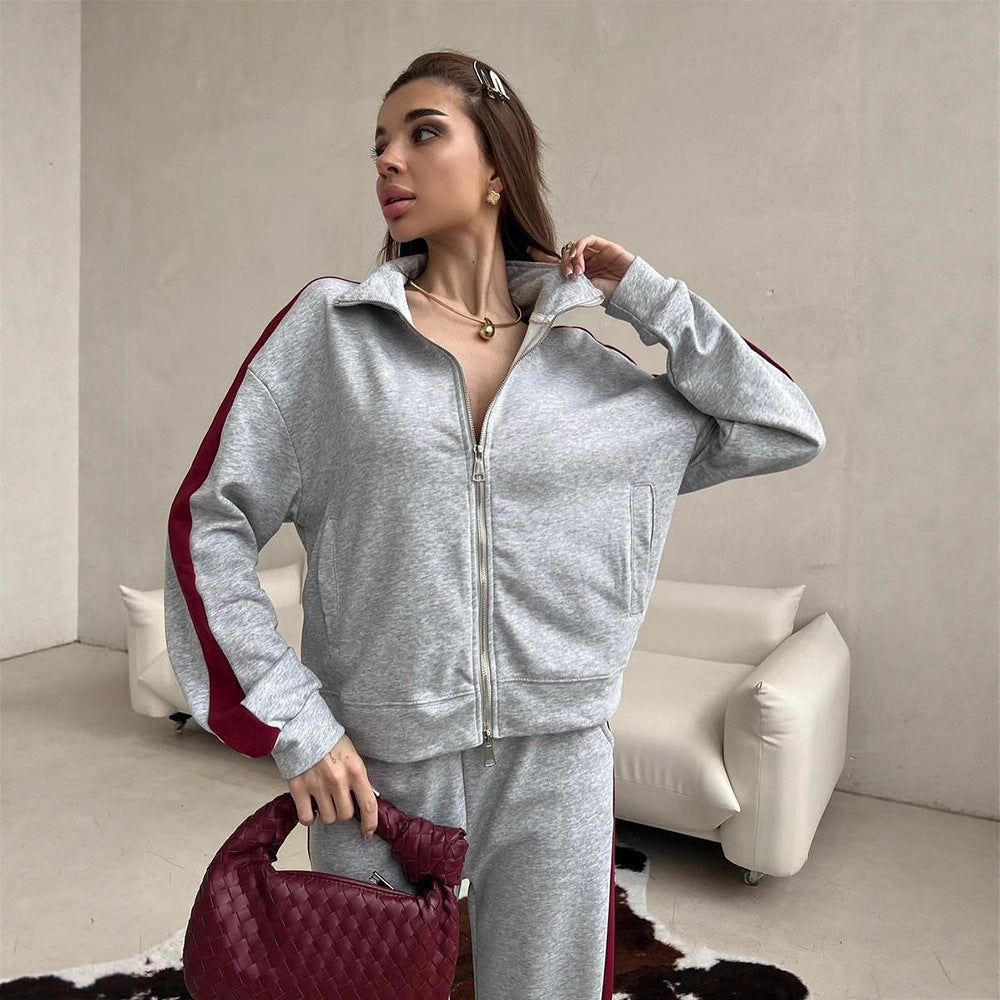 Dame sporty loungewear-set med moderne glidelås Skjora