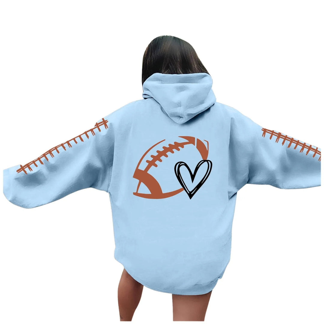Damehoodie med kreativ fotballmotiv og avslappet passform Skjora