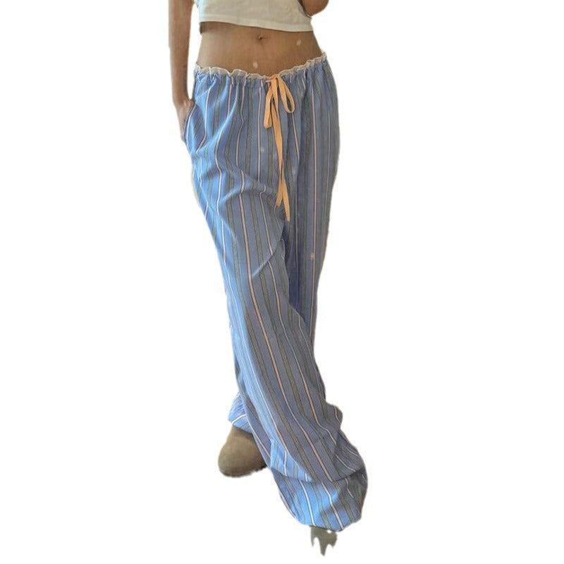Dame løs pyjamasbukser med elegante striper Skjora