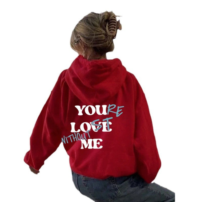 Dame Oversized Hoodie med Inspirerende Trykk Skjora