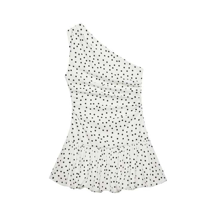 Dame Polka-Dots Minikjole med asymmetrisk U-hals Skjora
