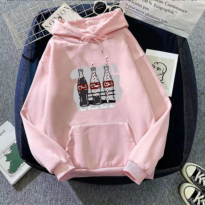 Damen Kapuzenpullover mit verspieltem Coca-Cola-Flaschen-Motiv Skjora