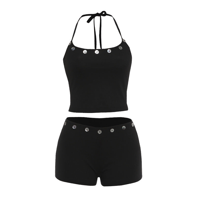 Dame bikini-sett med moderne paljett-detaljer og justerbare stropper Skjora
