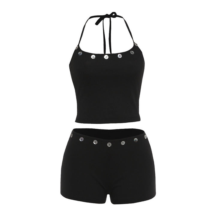 Dame bikini-sett med moderne paljett-detaljer og justerbare stropper Skjora