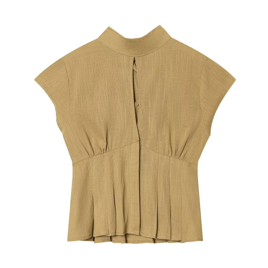 Dame moteriktig bluse med asymmetrisk snitt og dekorative folder Skjora