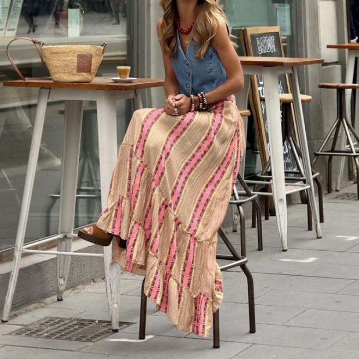 Women's maxi dress with cheerful pattern Skjora