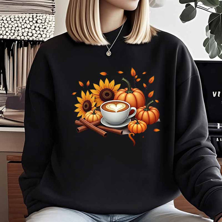 Dame sweatshirt med høstmotiv og spesiell trykk Skjora