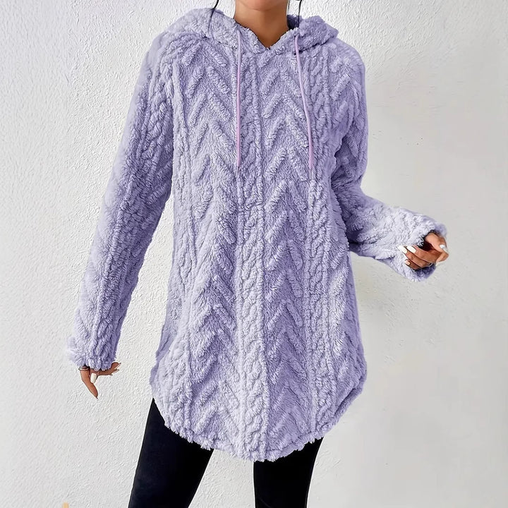 Kvinnenes koselige fleece hettegenserjakke med teksturert ribbedesign Skjora