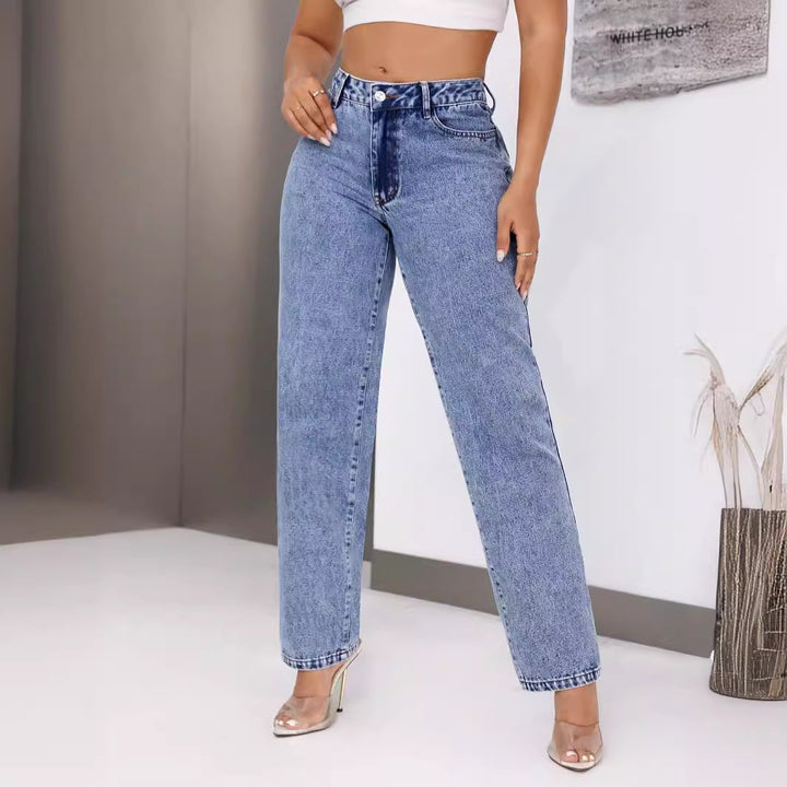 Damehøytaljede jeans med bred ben Skjora