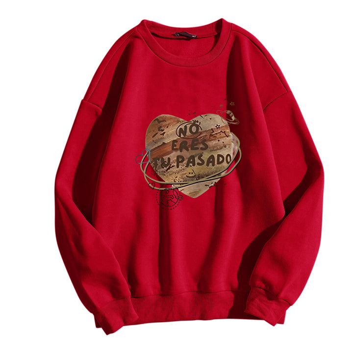Dame avslappet sweatshirt med kreativt hjerte-motiv Skjora