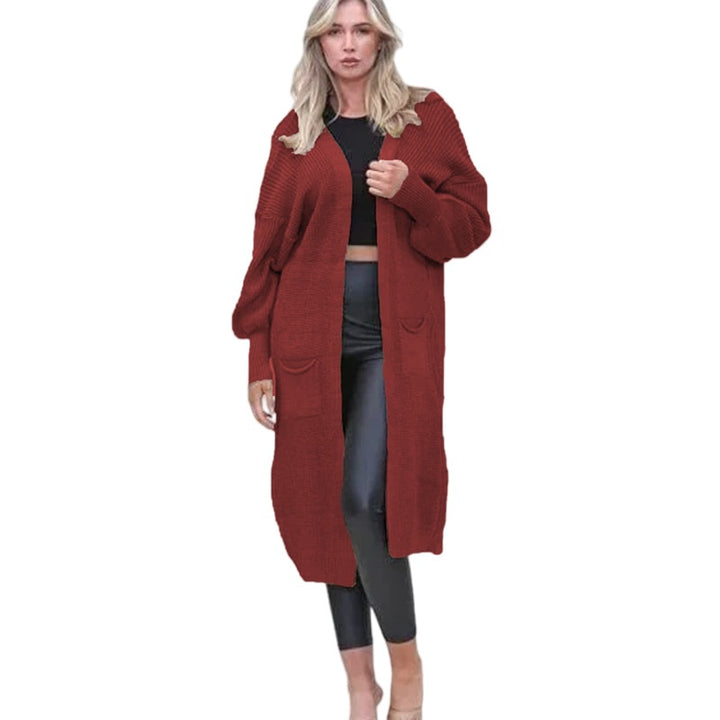 Kvinnes Chunky Strikket Cardigan med Åpne Lommer og Casual Design Skjora