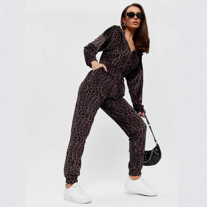 Dame fleece jumpsuit med praktisk glidelås og elastisk midjebånd