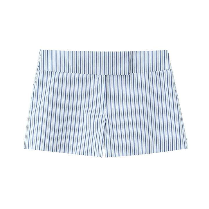 Dame elegante shorts med fint stripemønster og høy midje Skjora