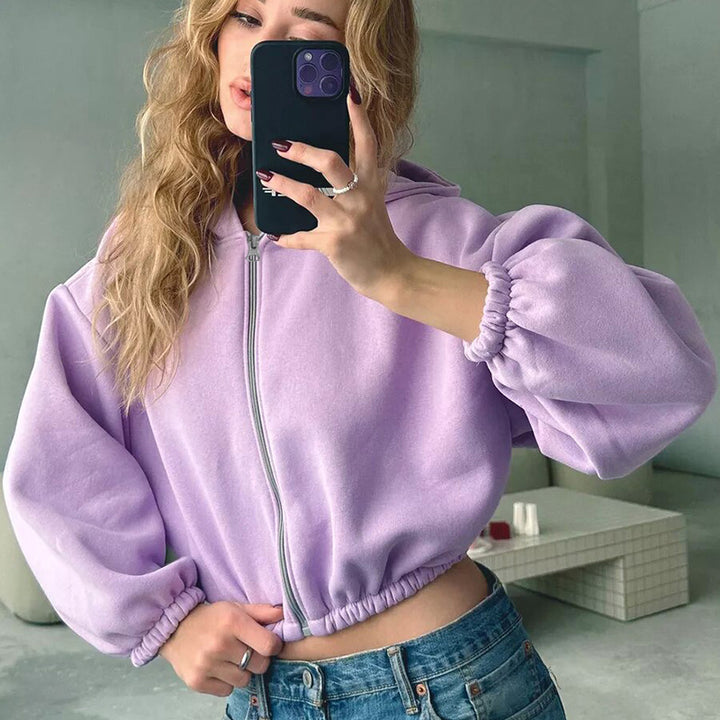 Women's Cropped Hoodie with Wide Sleeves Skjora