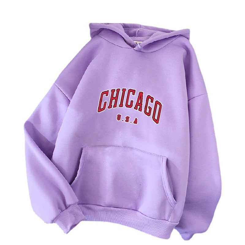 Damen Kapuzenpullover mit urbanem Chicago-Print Skjora