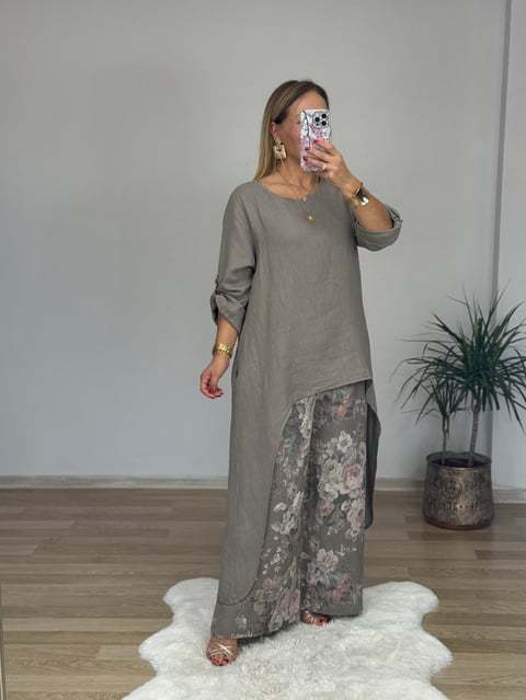 Dame Casual Langermet Skjorte med Asymmetrisk Hem Skjora