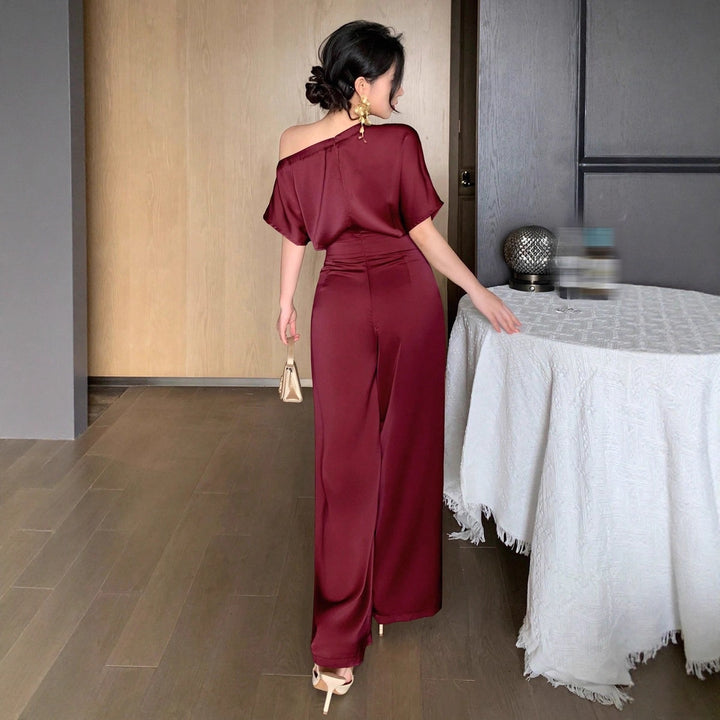 Dame One Shoulder Jumpsuit med vid ben og elegant snitt Skjora