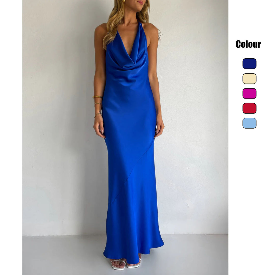 Kvinne maxi kjole med av- skuldrene design og elegant drapering design Skjora
