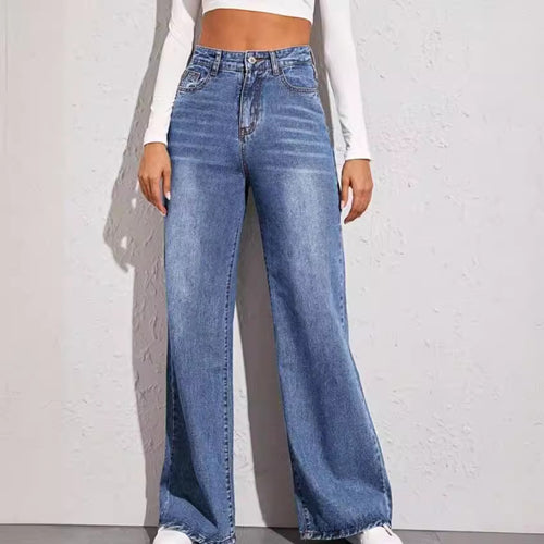 Dame vidt skjærte høyt liv jeans i casual stil Skjora