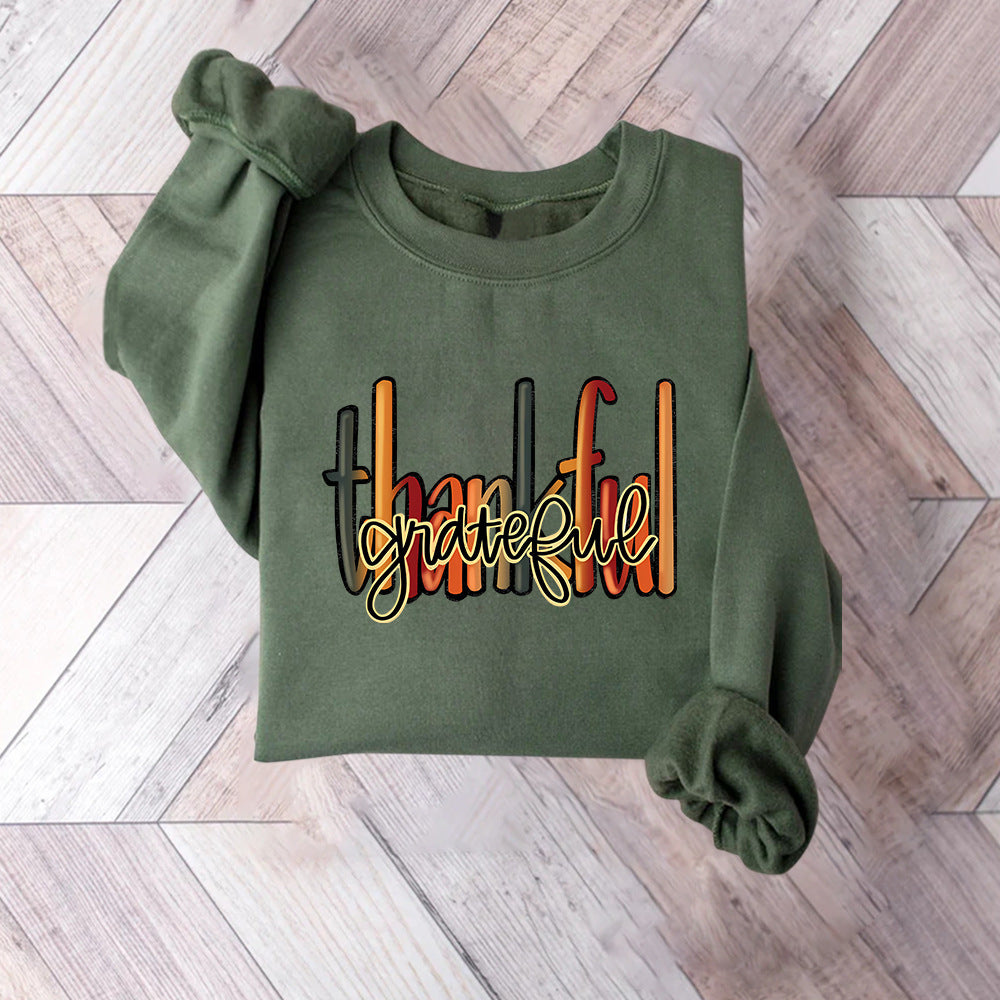 Dames sweatshirt med kreativ "thankful" tekst og behagelig passform Skjora