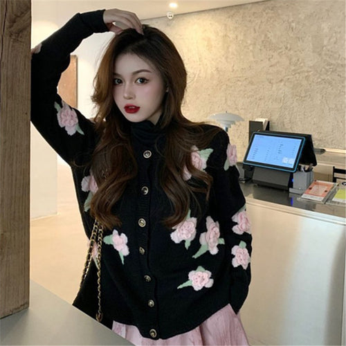 Dame cardigan med blomstermotiv Skjora