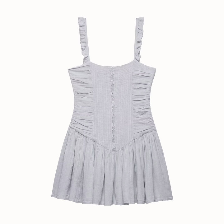 Damer luftig Babydoll-kjole med volangdetaljer og elastisk midje Skjora