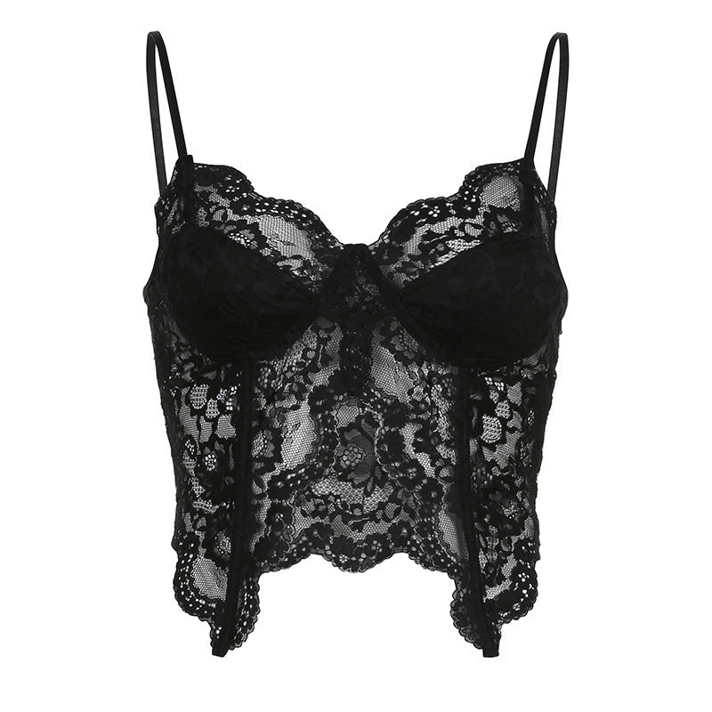 Dame spiss-bustier med blomsterdesign og justerbare stropper Skjora