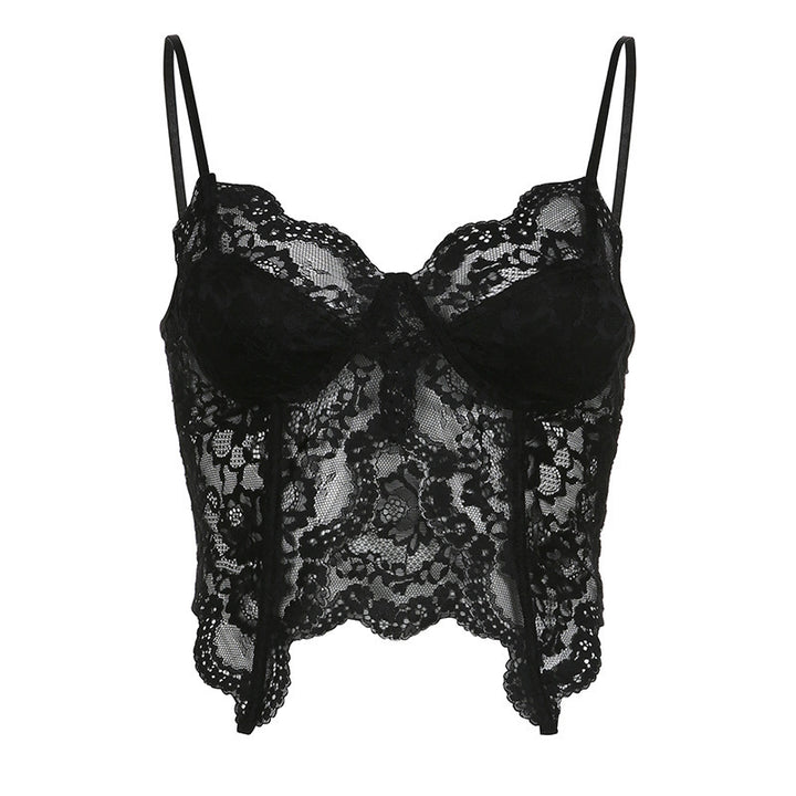 Dame spiss-bustier med blomsterdesign og justerbare stropper Skjora