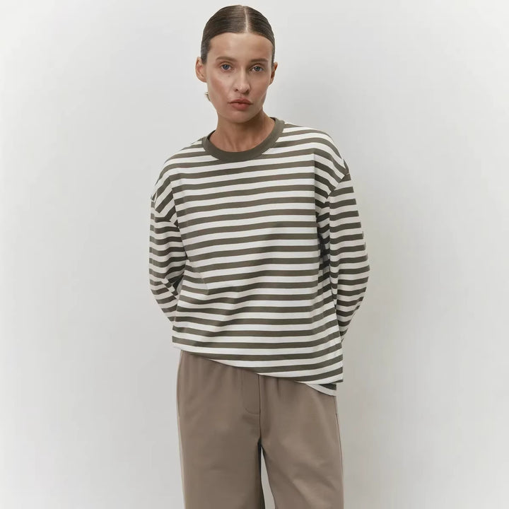 Kvinne Langermet Skjorte med Fasjonabelt Stripesmønster Skjora