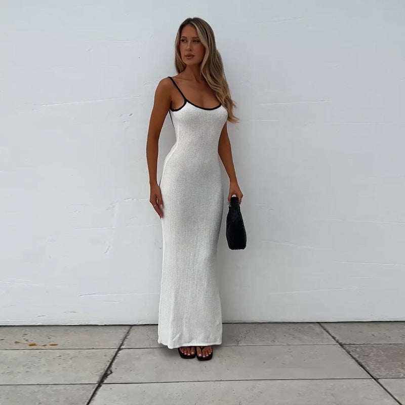 Dame Maxi Kjole med fin strikket tekstur og elegant snitt