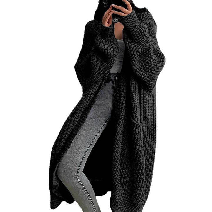 Kvinnens chunky strikket cardigans med åpen front og praktiske lommer Skjora